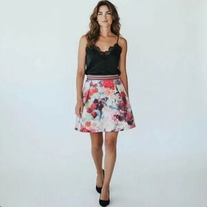 Sz 12 Ted Baker NWOT $259 MSRP Kaiden Floral Swirl Full Skirt